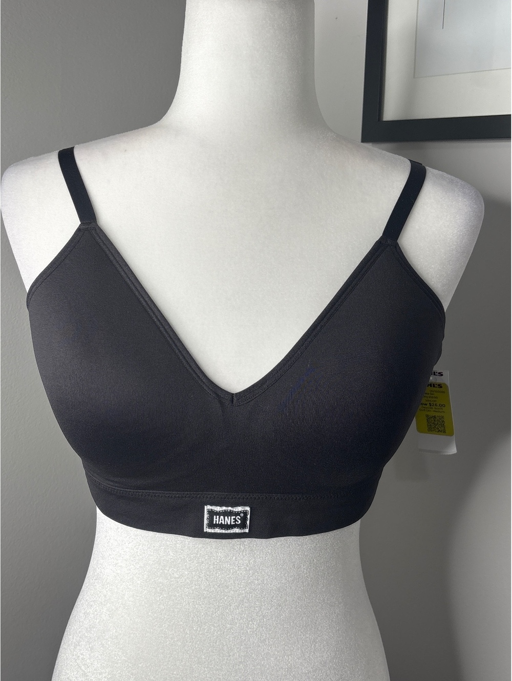 Hanes Black Wireless Bra Medium Size Comfortable Fit